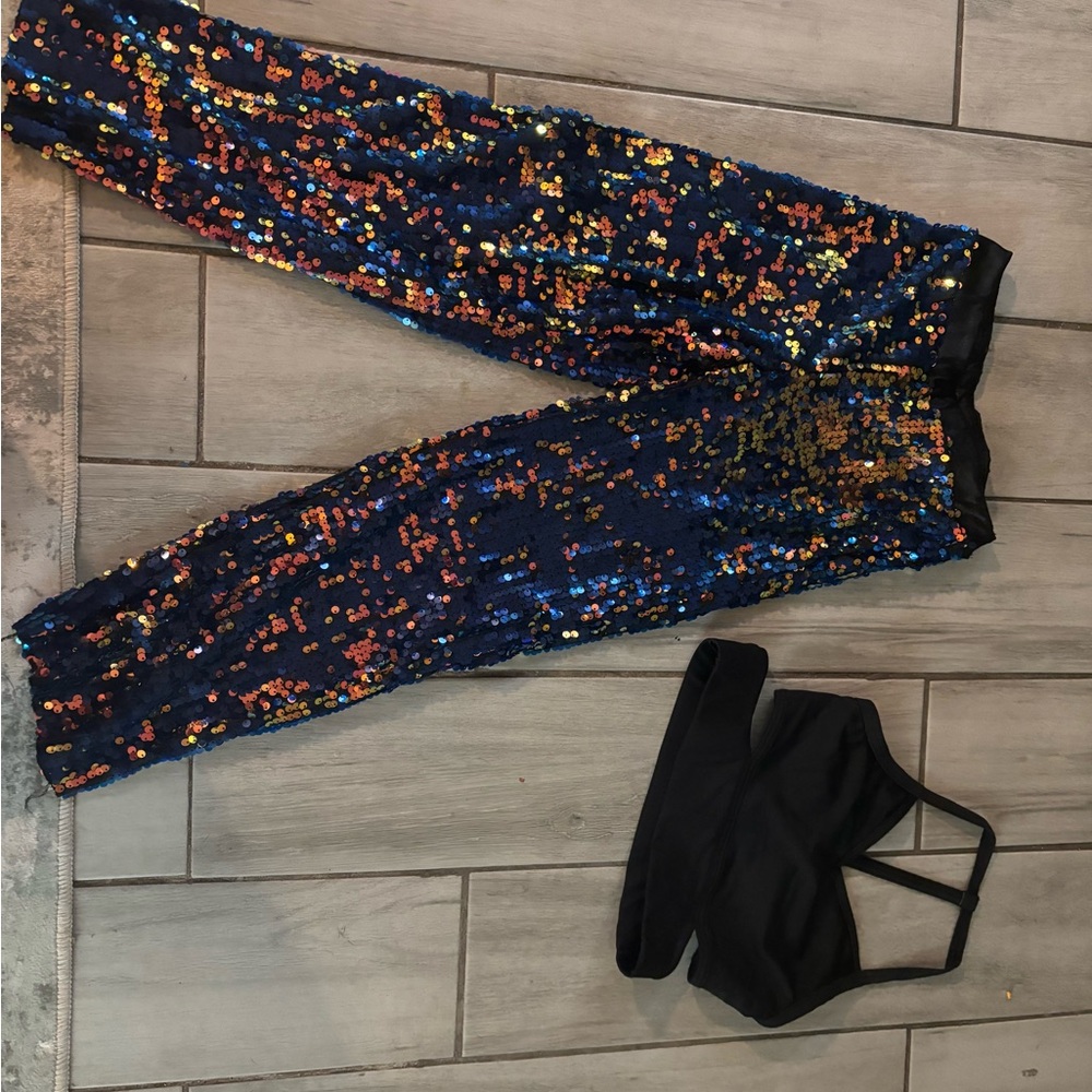 Sequin Pants and Black Crop Top dance costume